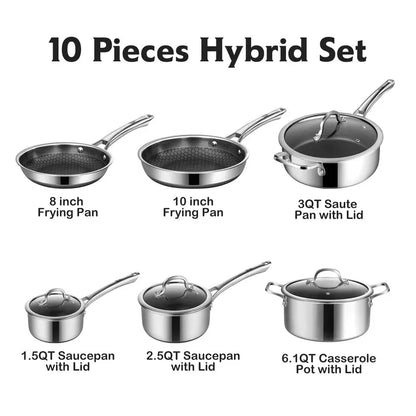 Hybrid Nonstick Stainless Steel Cookware Sets